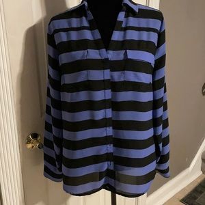 Periwinkle and black long sleeve NY and Co blouse